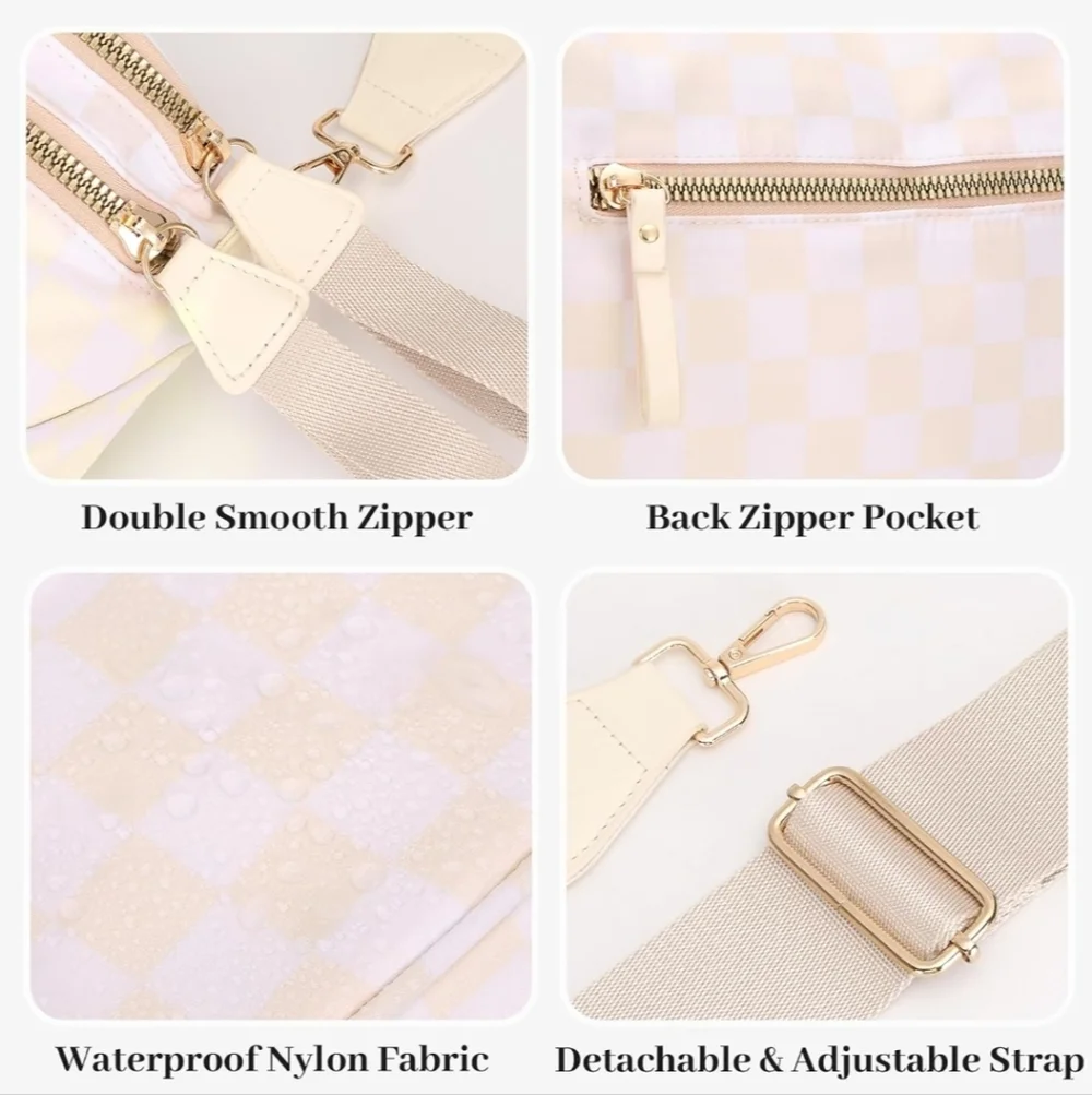 Cream‎ Checkered Women's Bag